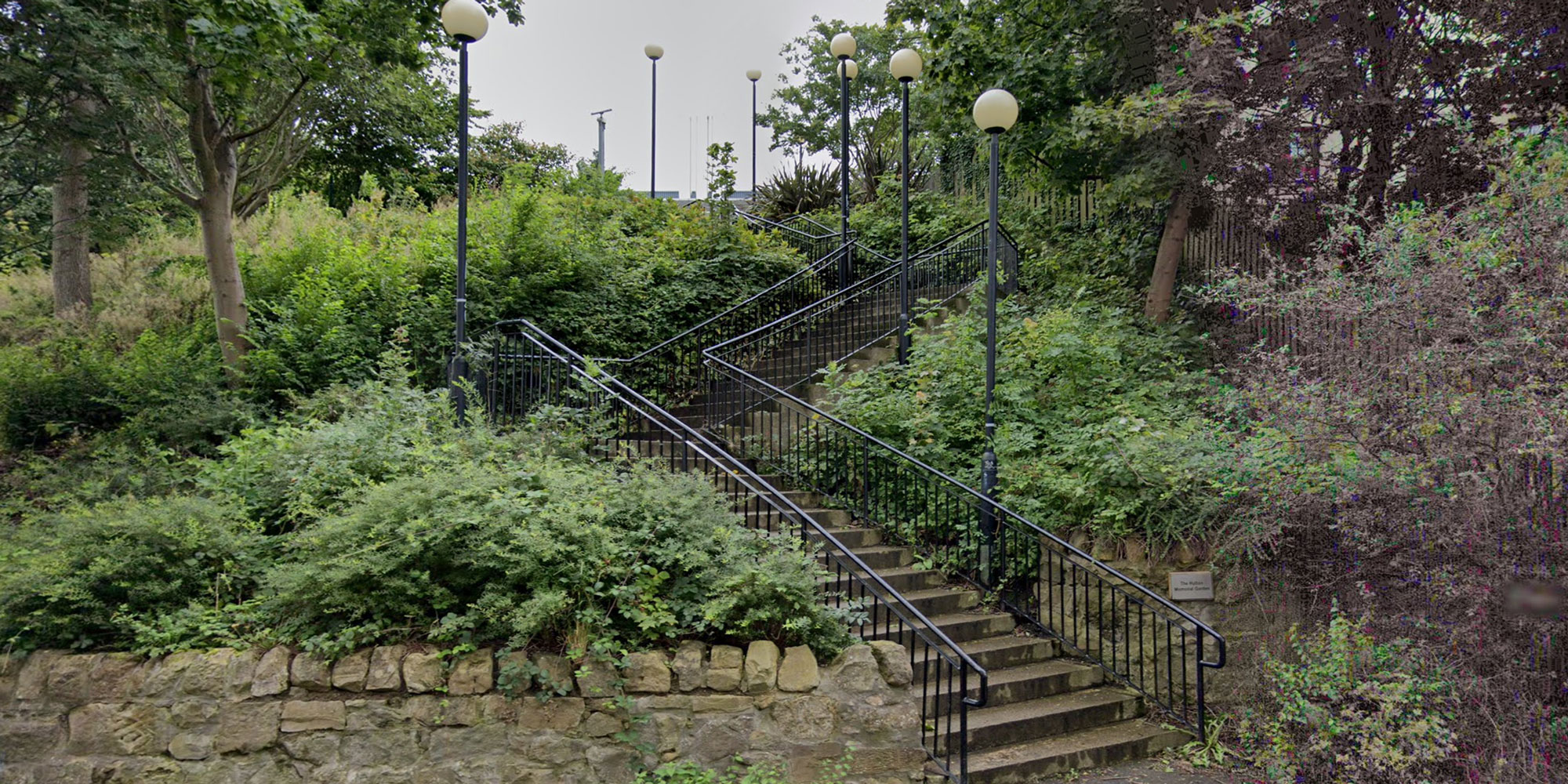 Stairs leading to James Hutton Memorial Garden, Edinburgh